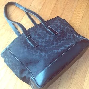 VINTAGE Black Coach large black tote bag